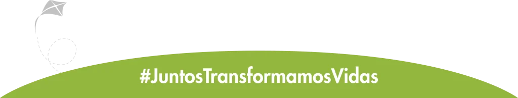 Arte con frase color blanca y fondo verde olivo: #JuntosTransformamosVidas